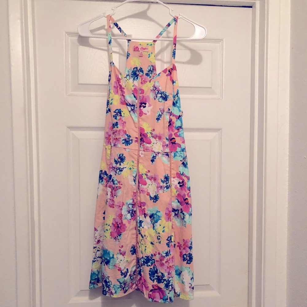 Candie’s pink floral T back dress